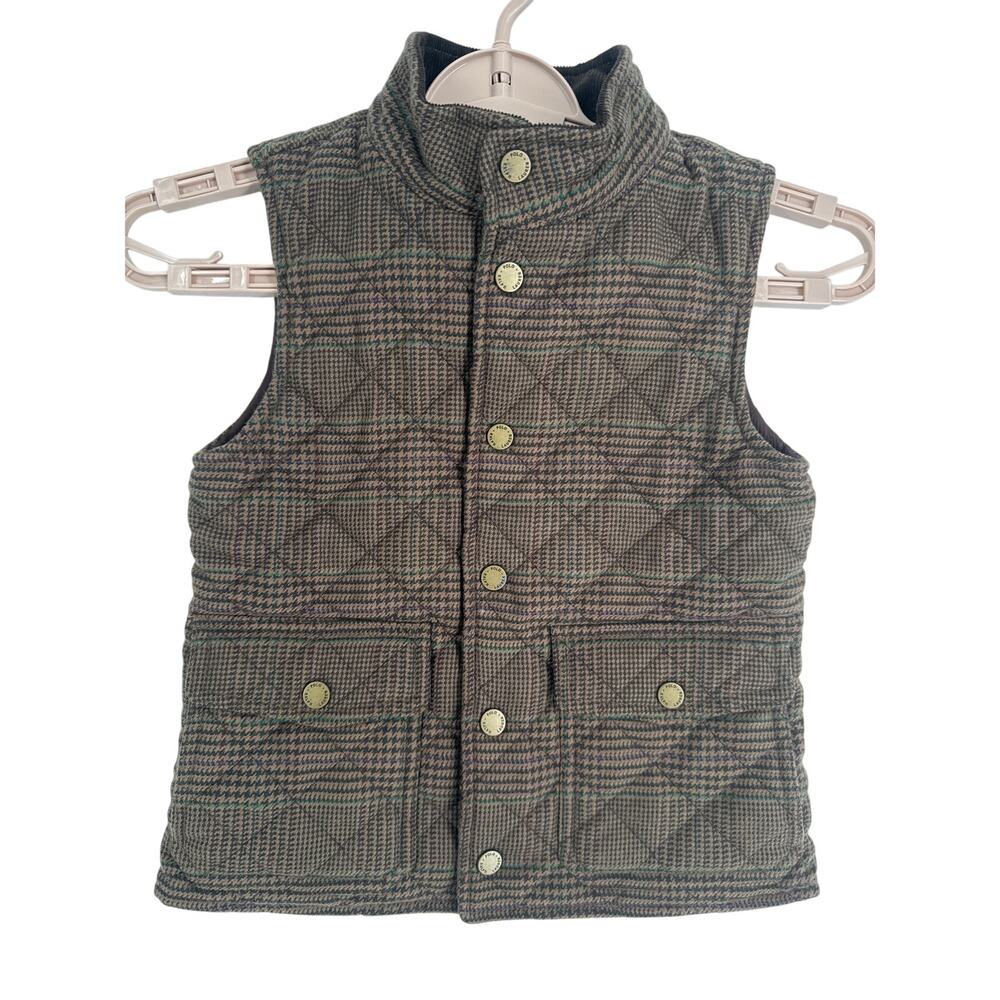 Polo Ralph Lauren diamond quilted glen brown plaid kids vest size 6
